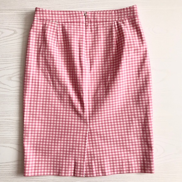 SOLD J. CREW  No 2 Pencil Skirt Pink in Gingham - Picture 7 of 8
